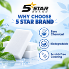 5STAR BRAND Magic Eraser Cleaning Sponge | Pack of 4 | Multi-Surface Scratch-Free Cleaning | Removes 100+ Tough Stains with Just Water | For Walls, Kitchen, Bathroom, Shoes & Switch Boards