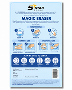 5STAR BRAND Magic Eraser Cleaning Sponge | Pack of 4 | Multi-Surface Scratch-Free Cleaning | Removes 100+ Tough Stains with Just Water | For Walls, Kitchen, Bathroom, Shoes & Switch Boards