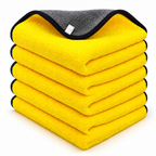 5Star Brand Microfiber Cloth Silk Banded Edges 500 GSM 40X40 cms 4pcs of pack Yellow+Grey