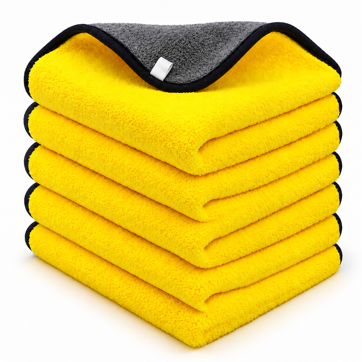 5Star Brand Microfiber Cloth Silk Banded Edges 500 GSM 40X40 cms 4pcs of pack Yellow+Grey