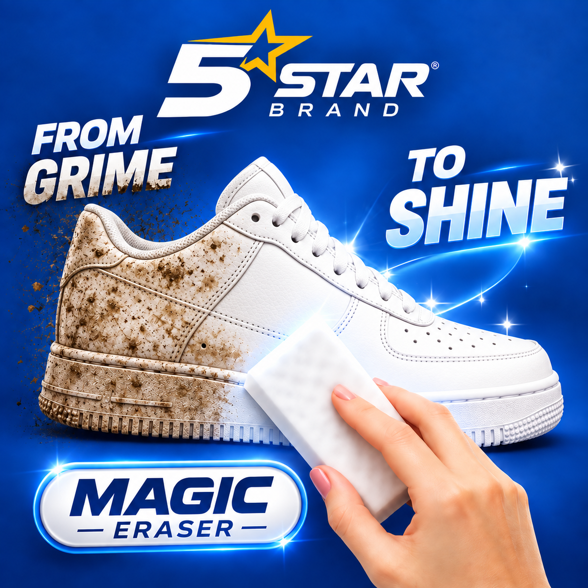 5STAR BRAND Magic Eraser Cleaning Sponge | Pack of 4 | Multi-Surface Scratch-Free Cleaning | Removes 100+ Tough Stains with Just Water | For Walls, Kitchen, Bathroom, Shoes & Switch Boards