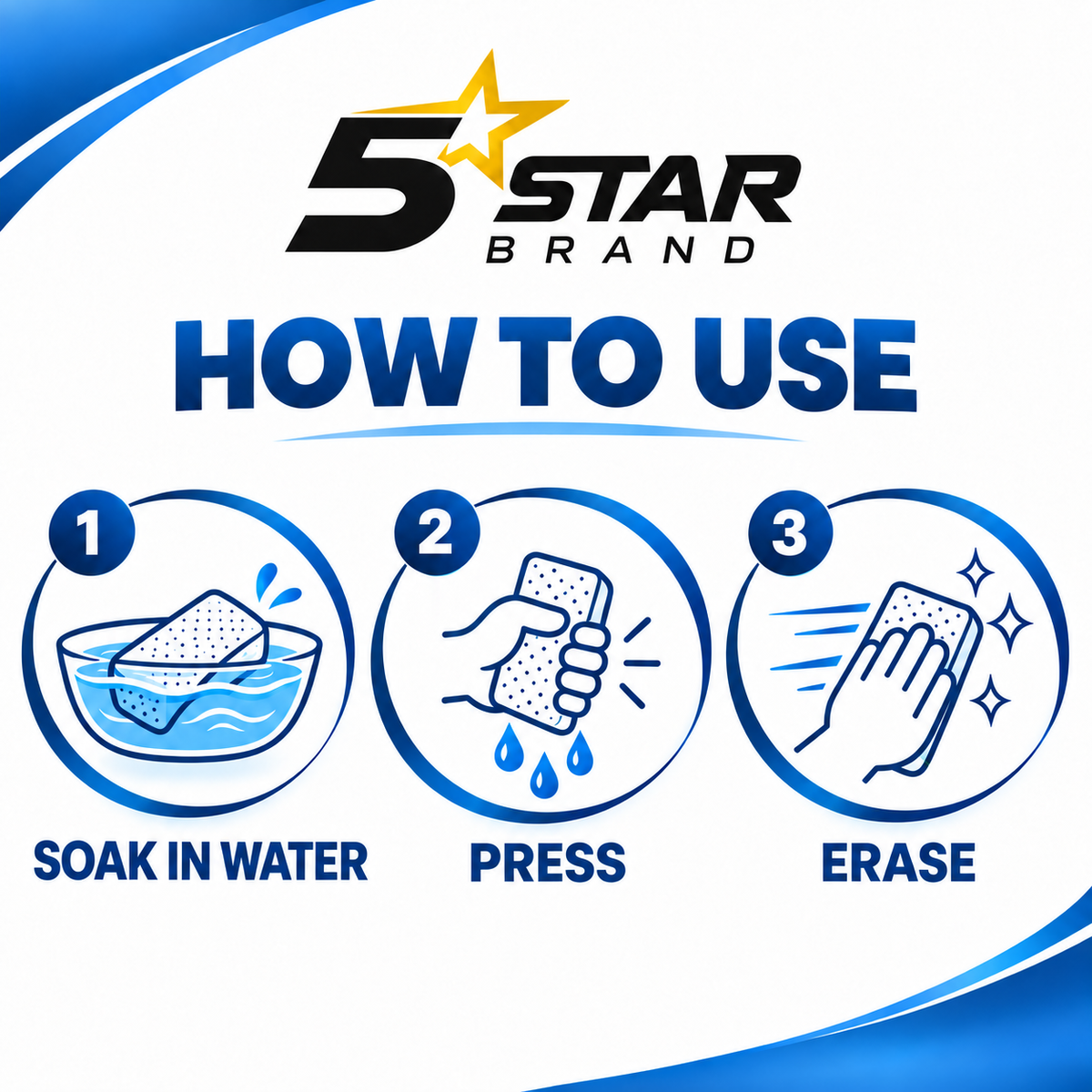 5STAR BRAND Magic Eraser Cleaning Sponge | Pack of 4 | Multi-Surface Scratch-Free Cleaning | Removes 100+ Tough Stains with Just Water | For Walls, Kitchen, Bathroom, Shoes & Switch Boards