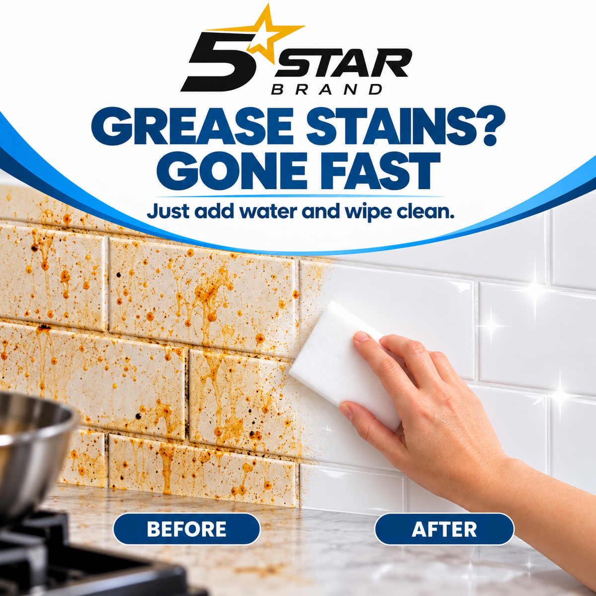 5STAR BRAND Magic Eraser Cleaning Sponge | Pack of 4 | Multi-Surface Scratch-Free Cleaning | Removes 100+ Tough Stains with Just Water | For Walls, Kitchen, Bathroom, Shoes & Switch Boards